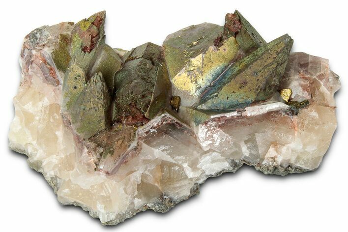 Iridescent Scalenohedral Calcite Crystal Cluster - Moldova #354304